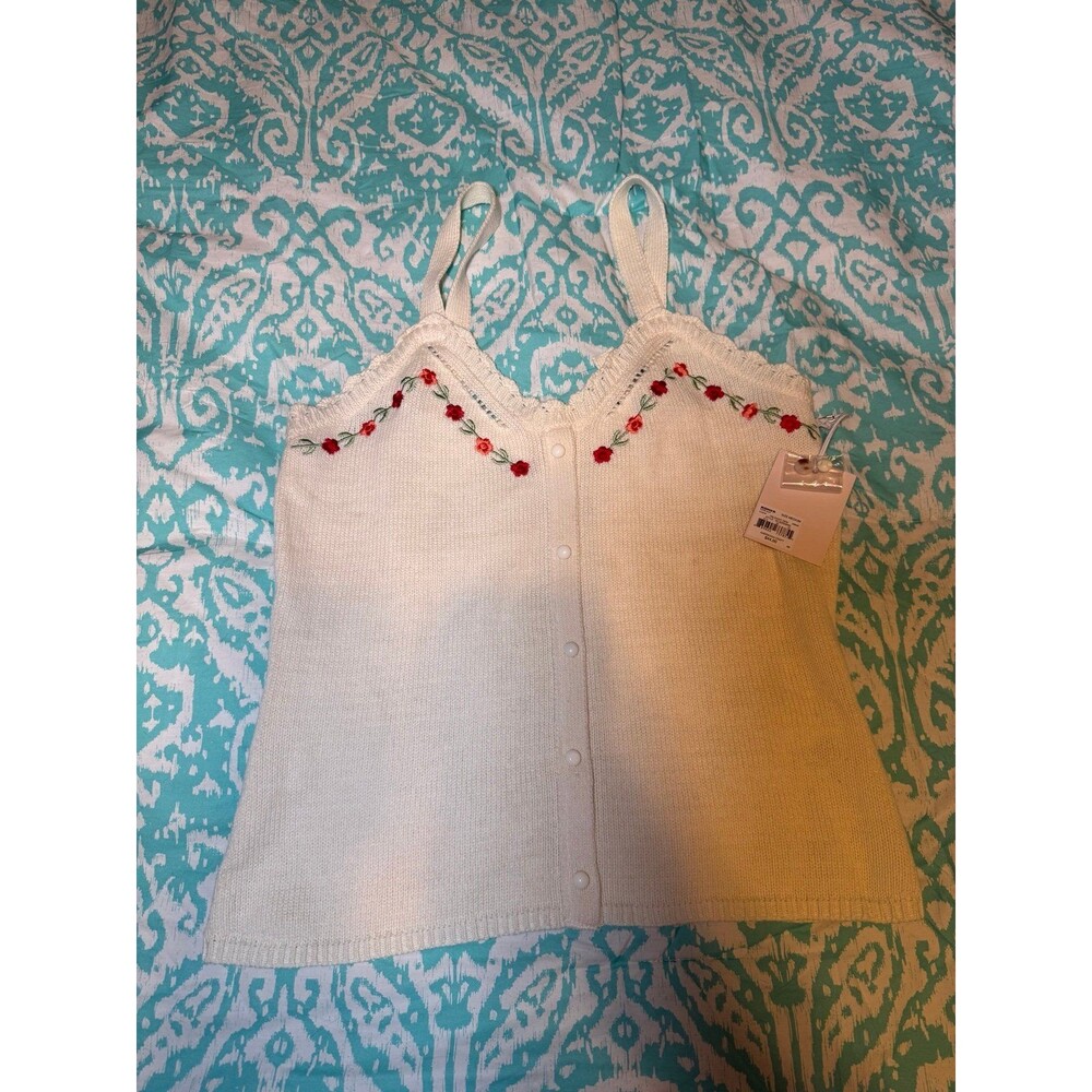 Americana Craft Floral Embroidered Knit Cami Top NWT Size M